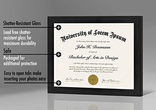 Americanflat 8.5x11 Diploma Frame with Shatter-Resistant Glass - Document Frames with Engineered Wood - Legacy Collection...