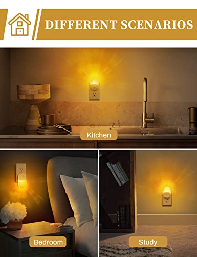 DORESshop Night Lights Plug Into Wall [2 Pack], Amber Warm Night Light, 1800K, Dusk to Dawn Sensor, Adjustable Brightness ...