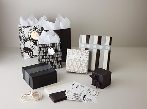 Hallmark 8" Medium Black Gift Boxes with Wrap Bands (3 Boxes, 3 Wrap Bands) for Weddings, Bridal Parties, Groomsmen Gifts,...