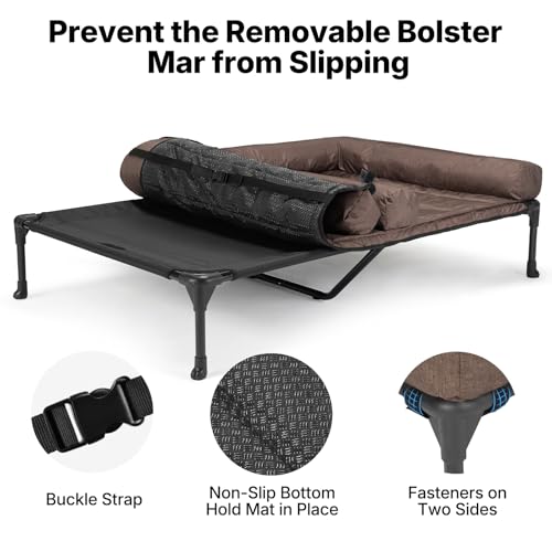 Veehoo Elevated Dog Bed for Two Dogs, Cooling Raised Dog Bed with Removable Waterproof Bolster Mat, 49" x 33" Double Dog B...