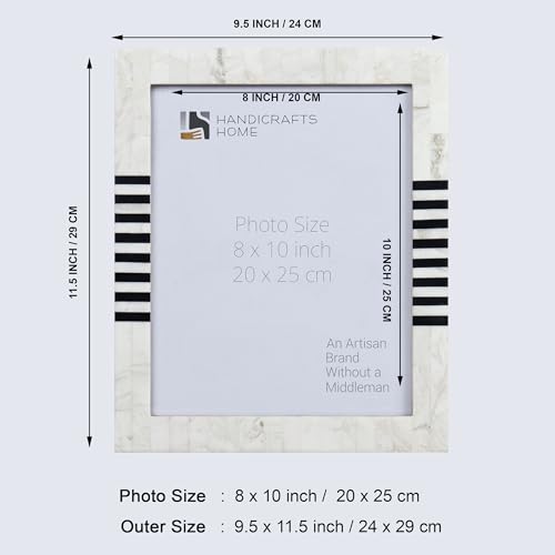 Handicrafts Home White Picture Frame, Handmade Resin Inlay 8x10 Black & White Photo Frame for Decorative Photo Frames for ...