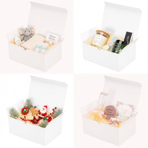 UnicoPak 6 Pack 9x6x4 Gift Boxes White Gift Boxes with Lids for Presents White Boxes Bulk for Gifts Birthday Wedding Bride...