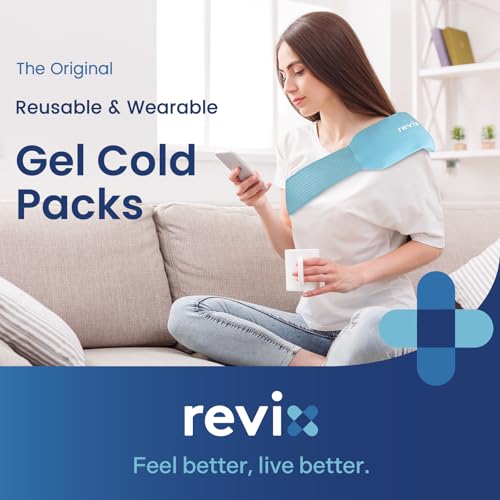 REVIX Ice Packs for Injuries Reusable, 2 Packs Hot and Cold Pack with Adjustable Strap, Flexible Ice Wraps for Joints and ...