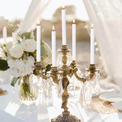 POQCCT LED Flameless Window Candles with Remote Timer 10 PCS Battery Operated Flickering Taper Candle Lights with Removabl...