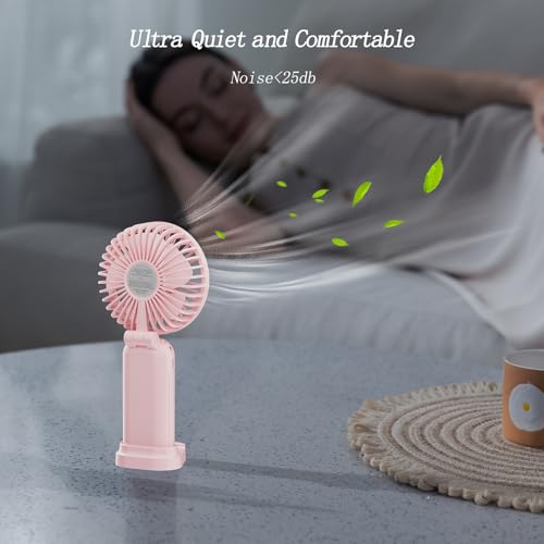 GOCKERA Portable Fan, 4200mAh Battery Operated Fan, 5 Speeds&Digital Display, Makeup Fans for Women with Base, 180°Foldabl...