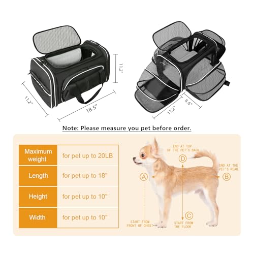 Estarer Soft Sided Pet Carrier Airline Approved, 4 Sides Expandable Collapsible Cat Carrier with Pockets & Removable Fleec...