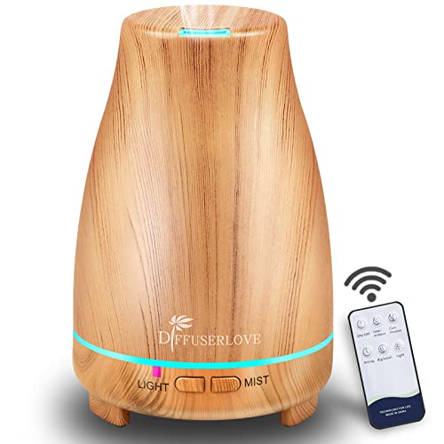 Diffuserlove Essential Oil Diffusers 200ML Diffuser Remote Control Aromatherapy Diffuser with 7 Color Lights, Auto Shut-Of...