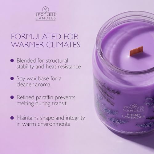 Spotless Leopard Fresh Lavender Candle 22oz Glass Jar with Wooden Wick in a Decorated Jar Within a Presentation Gift Box a...