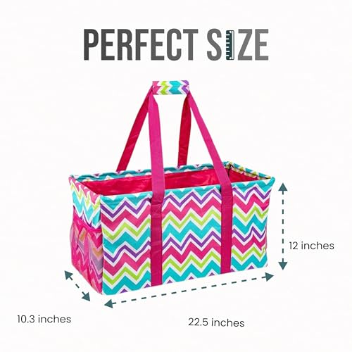 Lucazzi Extra Large Utility Tote Bag - Oversized Collapsible Reusable Wire Frame Rectangular Canvas Basket With Two Exteri...