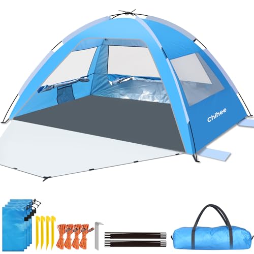 Chihee Beach Tent Camping Sun Shelter for 2-3 Person with UV Protection Silver-Coated Fabric Breathable Mesh Extra Sandbag...