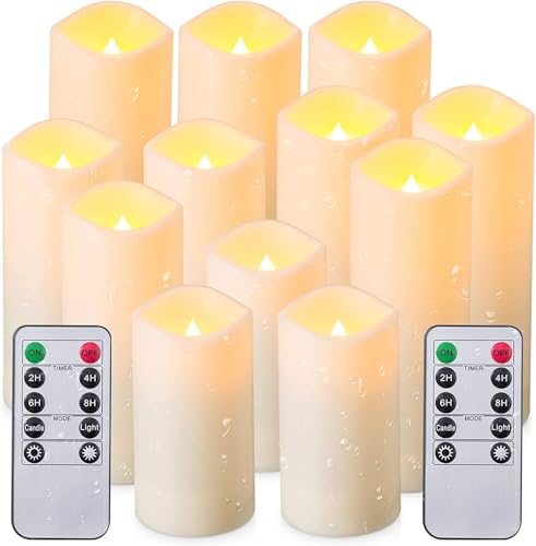 CAKETYCG Flameless Candles with Remote Control Waterproof Outdoors & Indoors, Battery Candles with Remote Timer, Decorativ...