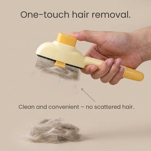 2 Pack Self-Cleaning Pet Comb for Dogs & Cats, Reusable Cat Grooming Brush Dog Shedding Brush Pet Hair Brushes Cats Fur Co...