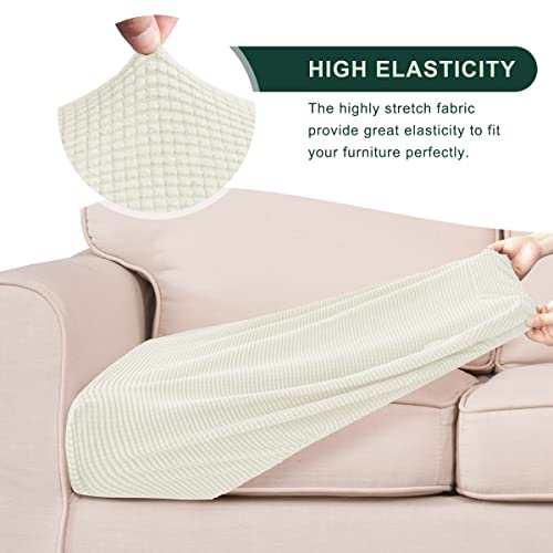 CHUN YI 3Piece Stretch Couch Cushion Covers, Sofa Seat Slipcovers for Pets, Suitable for Armchair Loveseat Sofa with Spand...