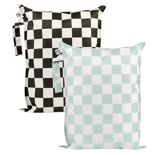 Tiny Twinkle Mess Proof Wet Bags | 2-Pack Reusable Waterproof Wet Bags for Swimsuits | Baby Clothes | Travel & Diaper Bag...