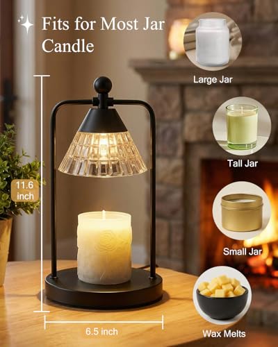 Candle Warmer Lamp with Timer Dimmer, Electric Wax Melt Warmer Lamp for Jar Candles Lights, Candle Lamp Warmer with 2 Bulb...