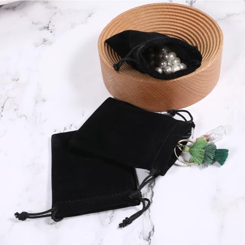 Fyntave 10 Pieces Velvet Drawstring Bags Wedding Gift Bags Black Velvet Jewelry Bag Small Jewelry Pouches Wedding Soft Par...