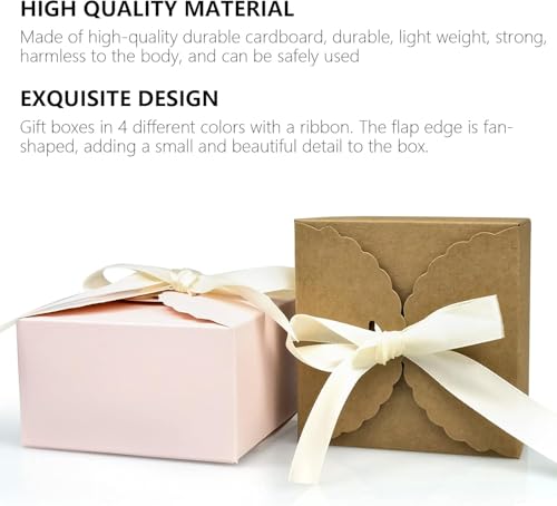 JJYHEHOT 20 PCS Gift Box with Ribbon, 4 Colors Party Favor Box, Small Candy Dessert Box, for Birthday, Easter, Wedding Party
