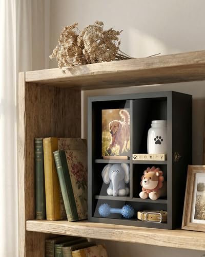 Pet Memorial Shadow Box, 14.7"x 12" Dog Memorial Shadow Box with Adjustable Shelves & Pin-Back Board, Wooden Pet Memorial ...