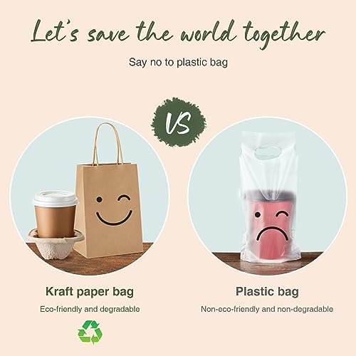 GSSUSA Brown Paper Bags 5.25x3.75x8 20Pcs, Small Gift Paper Bag with Handles Bulk, Graduation Gift, Sturdy Kraft Paper, Re...
