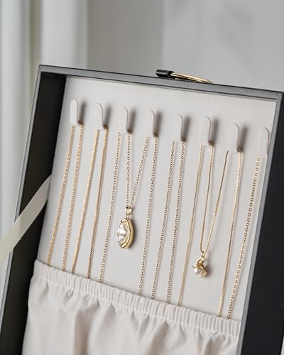 pickpiff 2 Layer Jewelry Box Organizer for Women, Jewelry Organizer with Handle & Removable Tray, Necklace Holder Ring Ear...