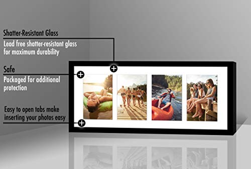 Americanflat 4x6 Collage Picture Frame with Shatter-Resistant Glass - Fits Four 4x6 Photos or Use as One 8x20 Picture Fram...
