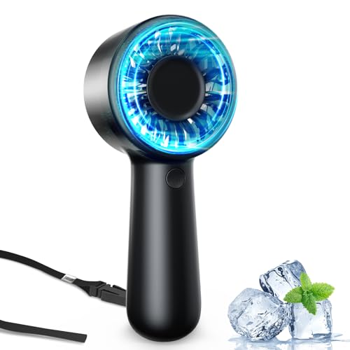 AUIIAH Portable Handheld Fan Personal Small Turbo Hand Fan Powerful, Cooling, Lanyard, USB Rechargeable, 5 Speeds, Makeup,...