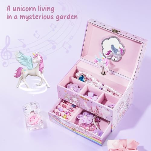 ProCase Children's Jewelry Box, Kids Jewelry Organizer with Unicorn for Little Girls, Jewelry Case Gift for Toddler Age 2 ...