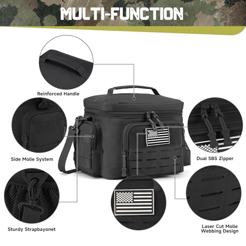 QT&QY Tactical Lunch Bag for mens Military heavy duty lunch box work Leakproof insulated Durable Thermal Cooler Bag for Ad...