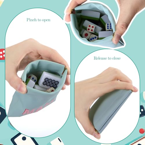 Sunnymove Mahjong Dice Bags 3.8 x 3.9 in PU Squeeze Mahjong Pouch Mini Dice Coin Tiles Purse for Board Game Party Travel(B...