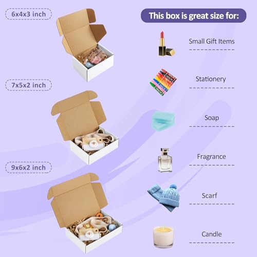 Eupako 30 Pack Small Shipping Boxes Assorted Sizes, 6x4x3, 7x5x2, 9x6x2-10 PCS Each Small Boxes, White Corrugated Box Mail...