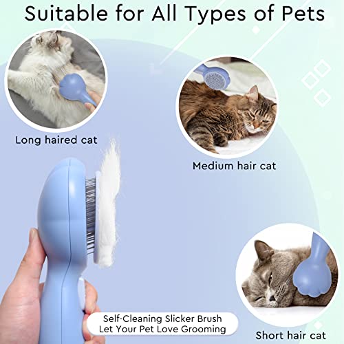 GJEASE Cat Grooming Glove Brush,Self-Cleaning Slicker Pet Brush for Short and Long Haired pats,Dog Bath Brush for Shedding...