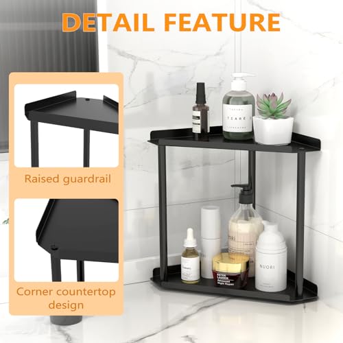 Jesginboo 2 Tier Bathroom Counter Organizer, Vanity Organizer Corner Shelf, Skincare, Makeup Countertop Organizers, Kitche...