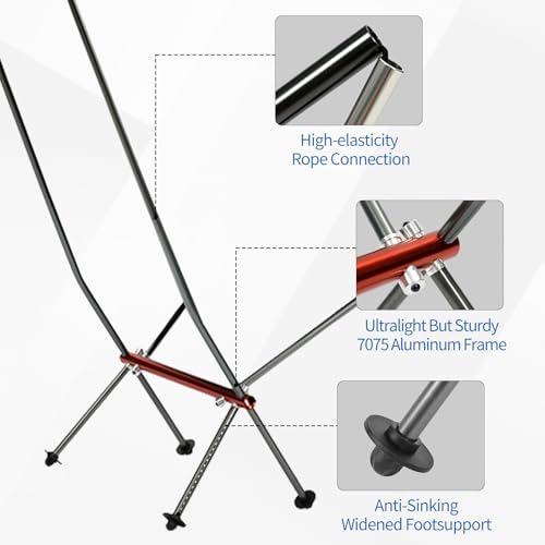 SHALLWE Camping Chairs, All Aluminum Frame Portable Folding Camp Chair for Adults, Heavy Duty High Back Collapsible with B...