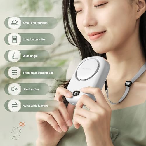 AOCOOLFAN Portable Neck Fan, Mini Small Personal Handheld Fan USB Rechargeable 3 Speed for Girls Boys Woman Eyelash Travel...