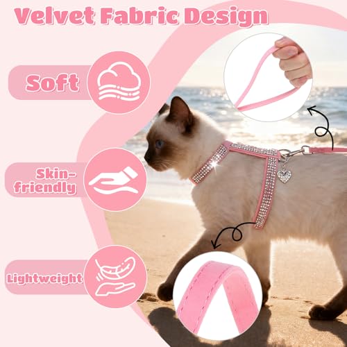 EXPAWLORER Cat Harness and Leash Set - Escape Proof Adjustable Cat Harness, H-shped Comfortable Soft Lightweight Kitten Ha...
