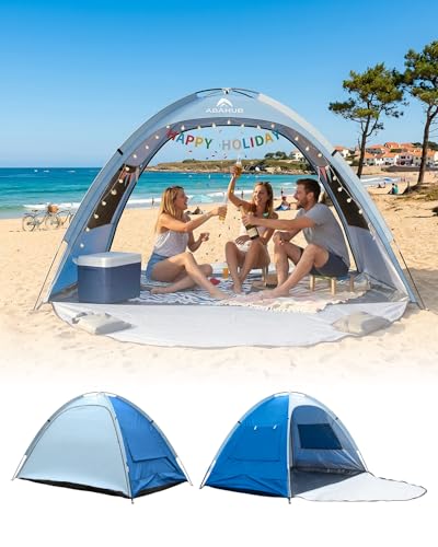 Abahub 3-Person Beach Tent Sun Shelter, UPF 50+ UV Protection Portable Sun Shade with 2 Doors and 2 Mesh Windows, Lightwei...