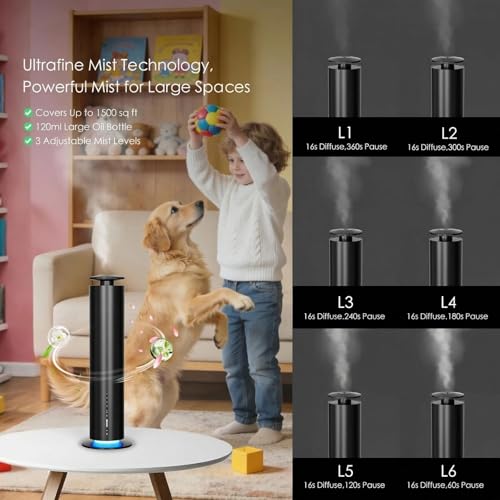 Waterless Essential Oil Diffuser, Long Lasting Aromatherapy Scent Diffuser for Home with Light Mode, 1500 Sq. Ft Coverage ...