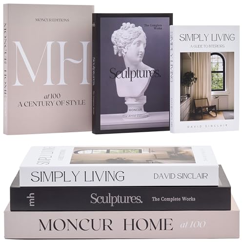 Decorative Coffee Table Books for Home Décor Accents Bookshelf Decor with Real Blank Pages and Removable Covers Set of 3 M...