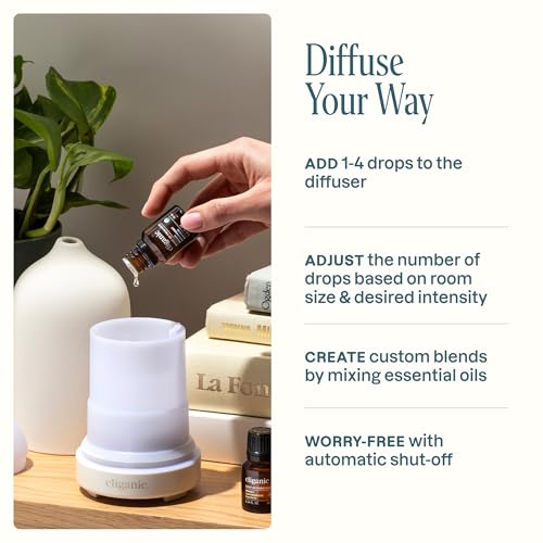 Cliganic Ceramic Diffuser (White), 100ml Ultrasonic for Essential Oils Aromatherapy, Home & Office