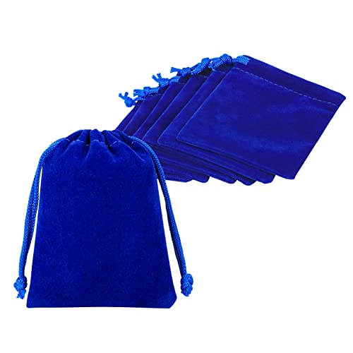Shintop 10pcs Velvet Drawstring Bags Wedding Gift Bags Velvet Cloth Jewelry Pouches (Blue)