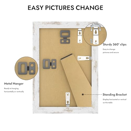 Hongkee 4x6 Picture Frame with Glass, Display Pictures 3.5x5 with Mat or 4 x 6 without Mat - Wall and Tabletop, 4 by 6 Pho...