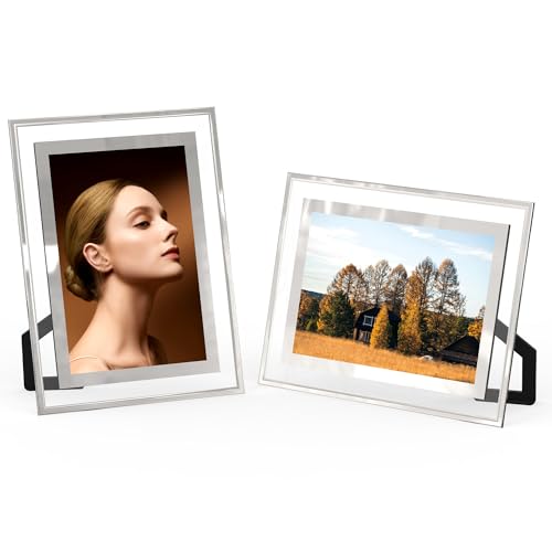 ECBEITF 4x6 Picture Frames Set of 2, Desktop Clear Glass Photo Frame Horizontal or Vertical Display for Landscape, Portrai...