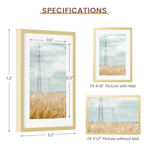 Fun Memories 5x7 Metal Picture Frame - 5 x 7 Metal Photo Frames with 4x6 Removable Mat- Ideal for Wall or Tabletop Display...