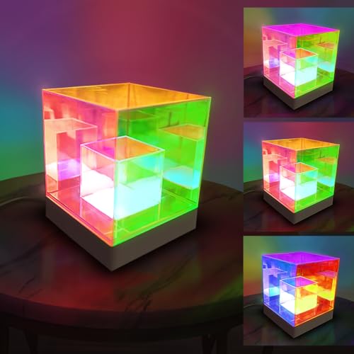 Lumoonosity Infinity Cube Light - 3D Infinity Lamp for Bedroom, Gamer Room - USB Powered, Color Changing Eye-Catching Tabl...