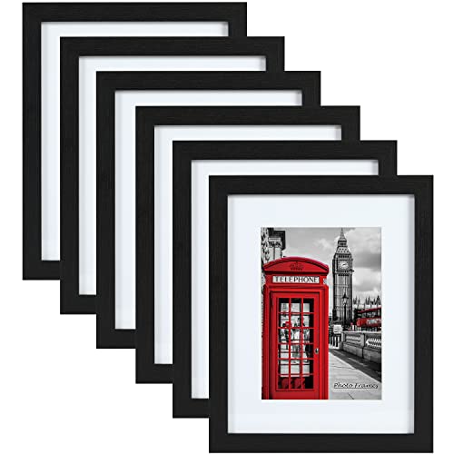 PEALSN 11x14 Picture Frame Set of 6, Display Pictures 8x10 with Mat or 11x14 without Mat for Wall Mounting or Table Top Di...