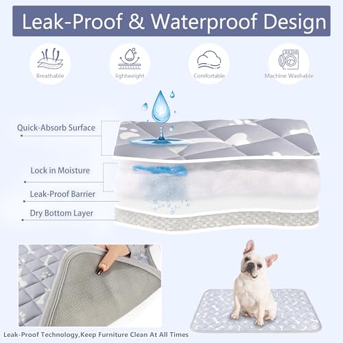 NACOCO Dog Cooling Mat with Non-Slip & Internal Waterproof Leakproof Design, Extra Thick, Machine Washable for Medium and ...