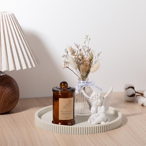 Silicone Bathroom Tray Round Kitchen Counter Organizer Decorative Vanity Accessories Coffee Table Decor for Perfume, Candl...