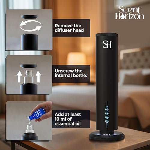 Hotel Waterless Scent Diffuser, Tower Design Upgrade 2026 | Rechargeable Battery Cold Air Oil Diffuser for Large Homes, Of...