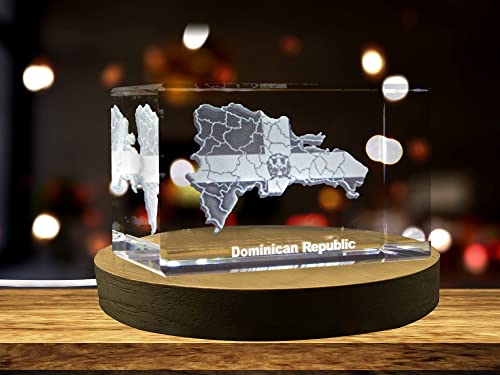 Dominican Republic 3D Engraved Crystal 3D Engraved Crystal Keepsake/Gift/Decor/Collectible/Souvenir (Small)