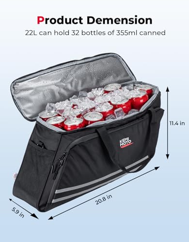 KEMIMOTO Upgraded Saddlebag Cooler Leakproof, Keeps Hot & Cold for 7.5 Hours Insulated Cooler Bag, 1680D Oxford & EVA for ...